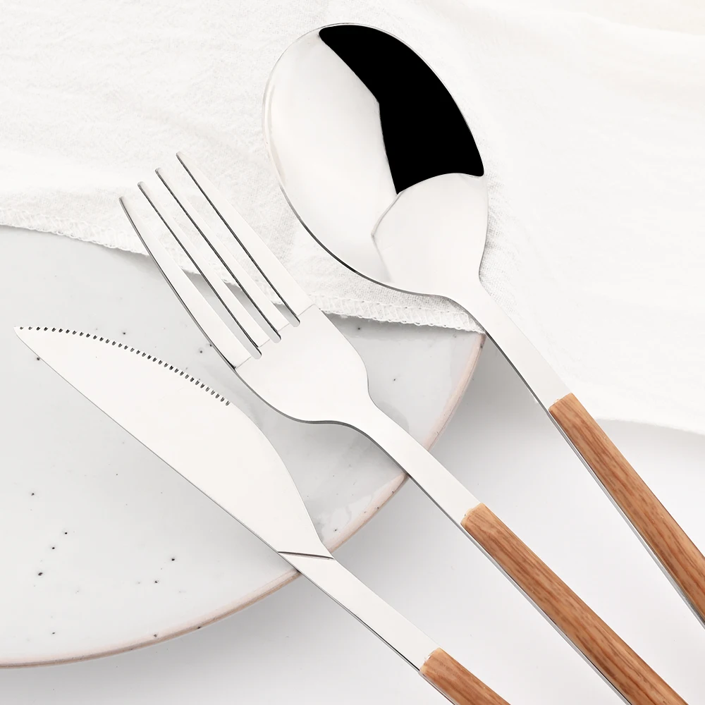 16/24/30Pcs Stainless Steel Im - огляд і ціна Bamboo Cutlery