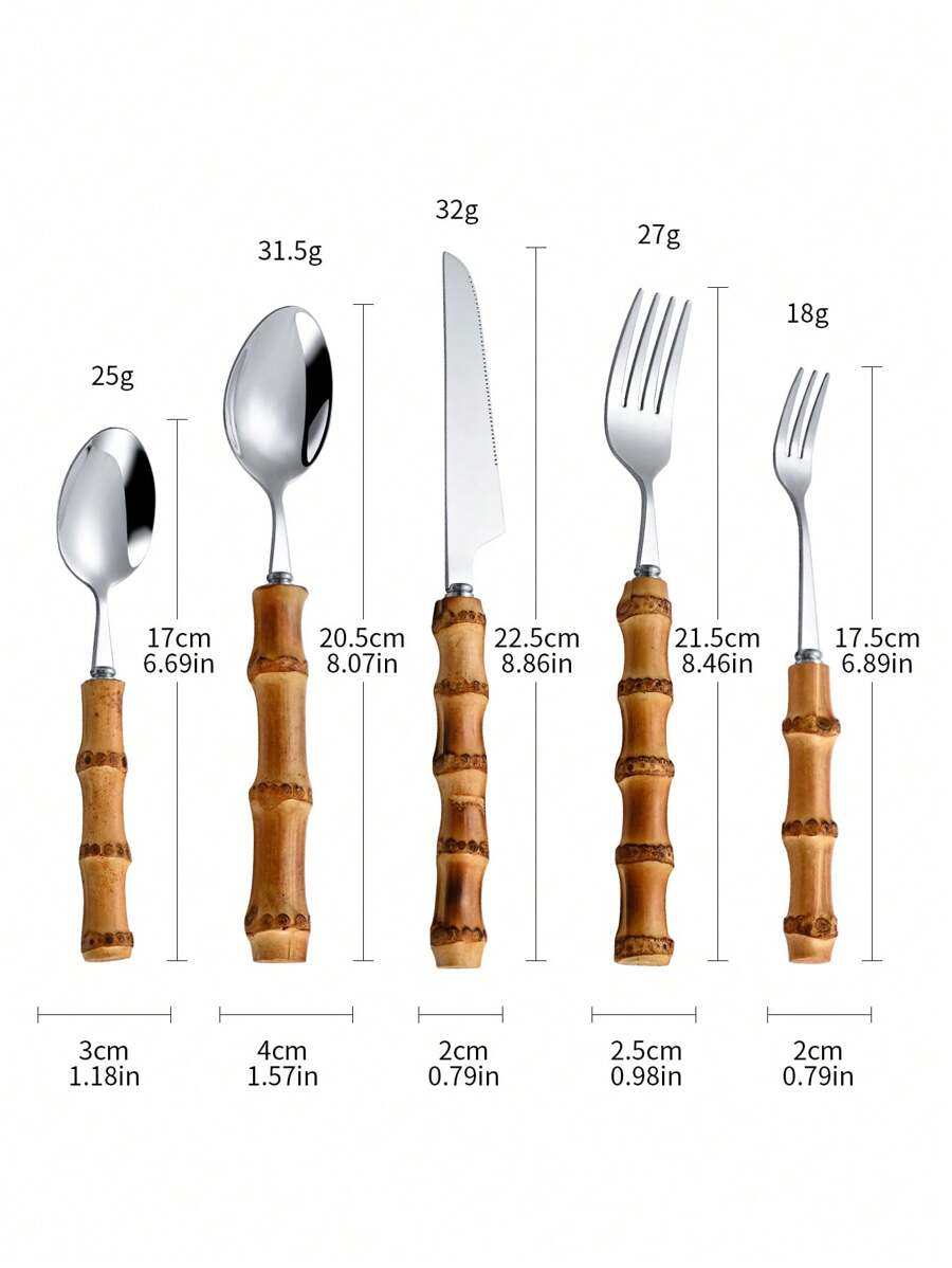 30-piece stainless steel cutle - огляд і ціна Bamboo Cutlery