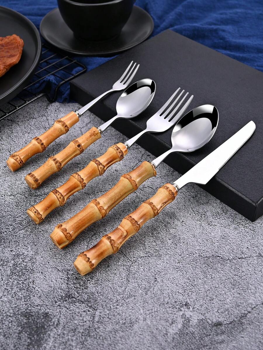 30-piece stainless steel cutle - огляд і ціна Bamboo Cutlery