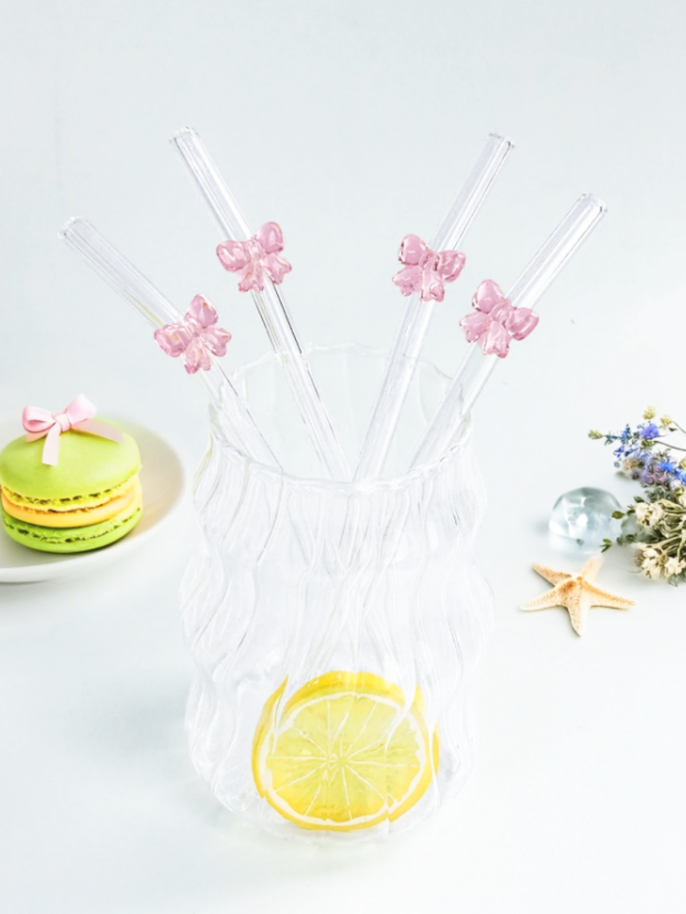 1/6PCS Cute Cartoon Pink Bowkn - огляд і ціна Reusable Straw