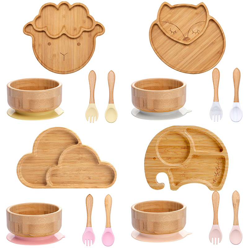 4pcs Children's Tableware Suct - огляд і ціна Bamboo Cutlery