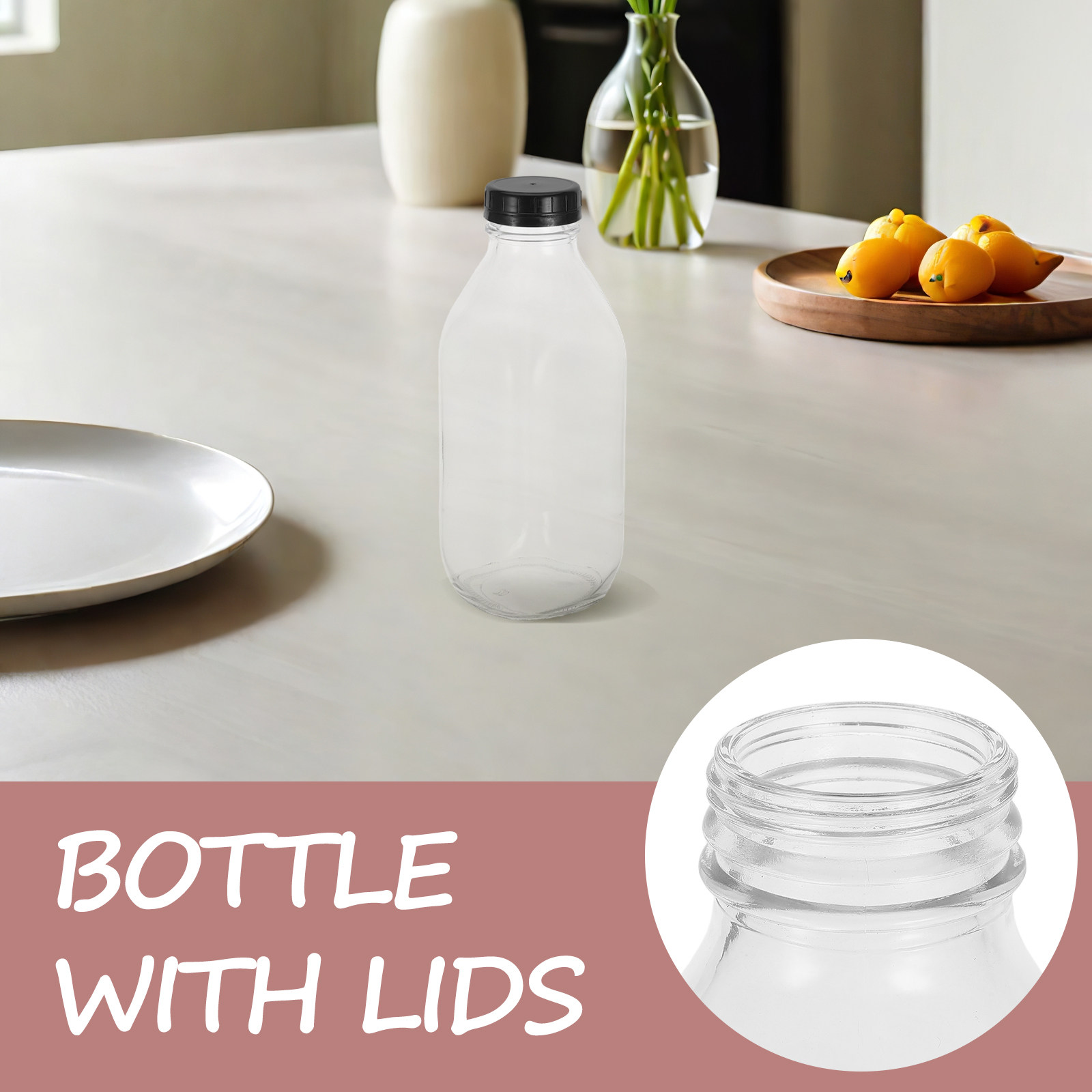 2Pcs Glass Milk Bottles Reusab - огляд і ціна Reusable Bottle