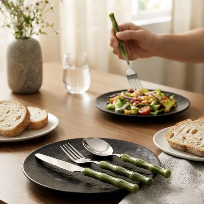 Bamboo Handle Acrylic 304 Stai - огляд і ціна Bamboo Cutlery